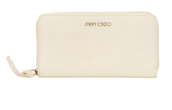 Jimmy Choo Pippa Long Wallet, Leather, White, MII, DB/B, 2*